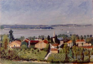 Plassac vue de Montuzet (huile sur toile)
