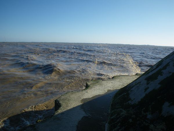 Le ressac contre la digue de Vitrezay